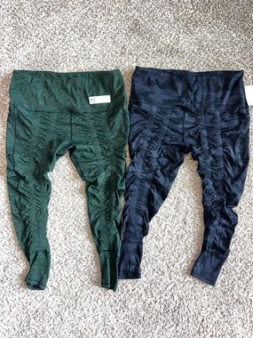 NWT! Sweetflexx Hi Rise Resistance Band Leggings Black Camo & Forest Green Sz 20